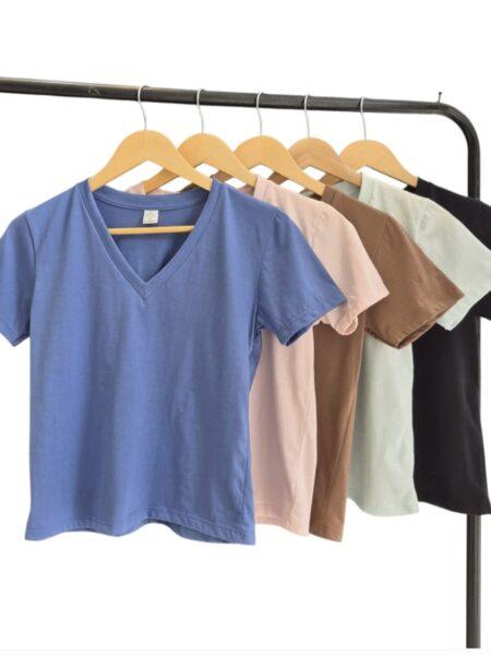 Remera basica de jersey escote V - CANARIAS